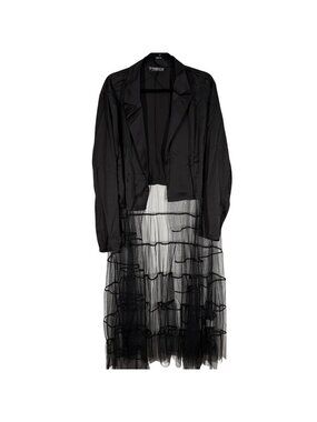 The Pyramid Collection Sz 2X Black Tulle Mesh Tiered Duster Blazer Jacket NWOT